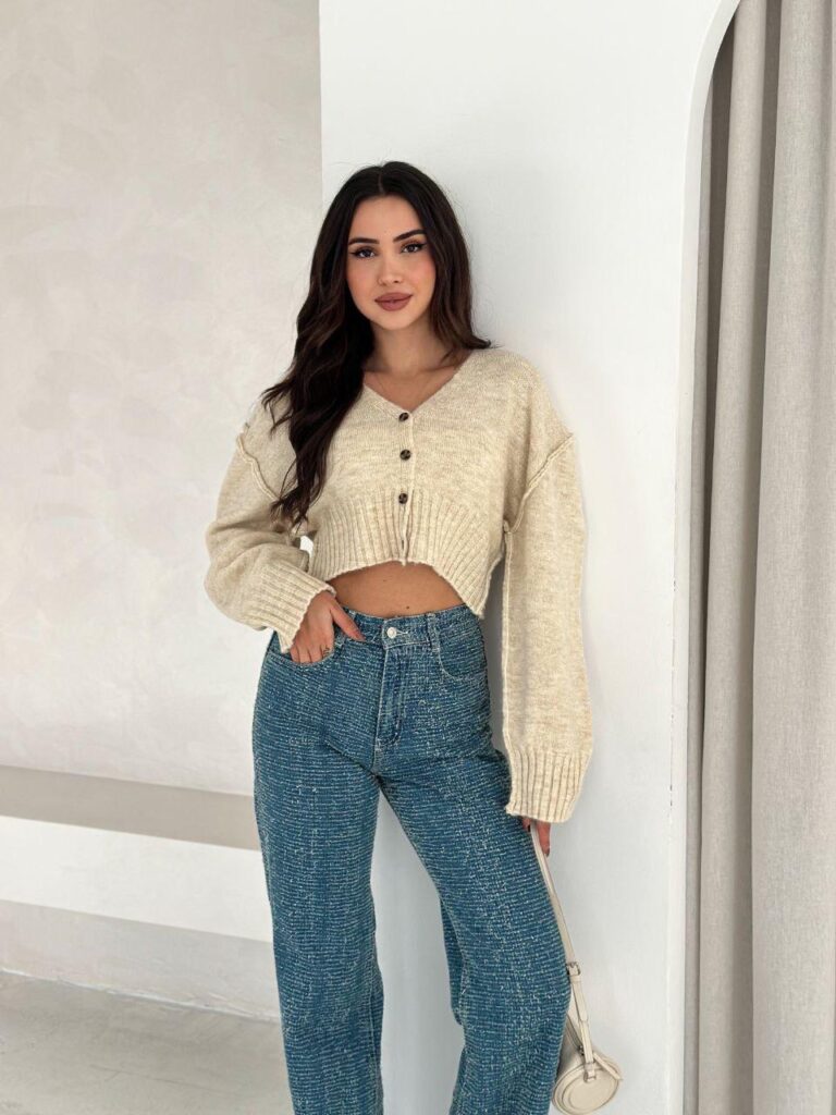 graphic knit cardigan