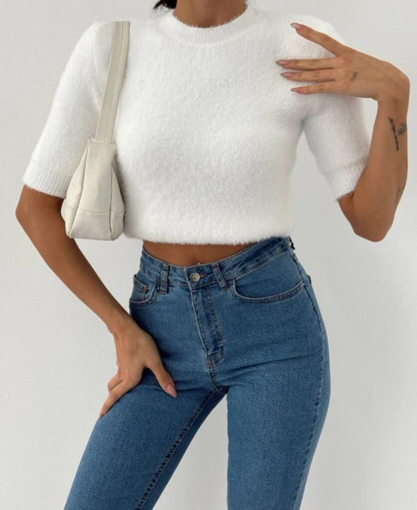 fluffy knit sleeve top