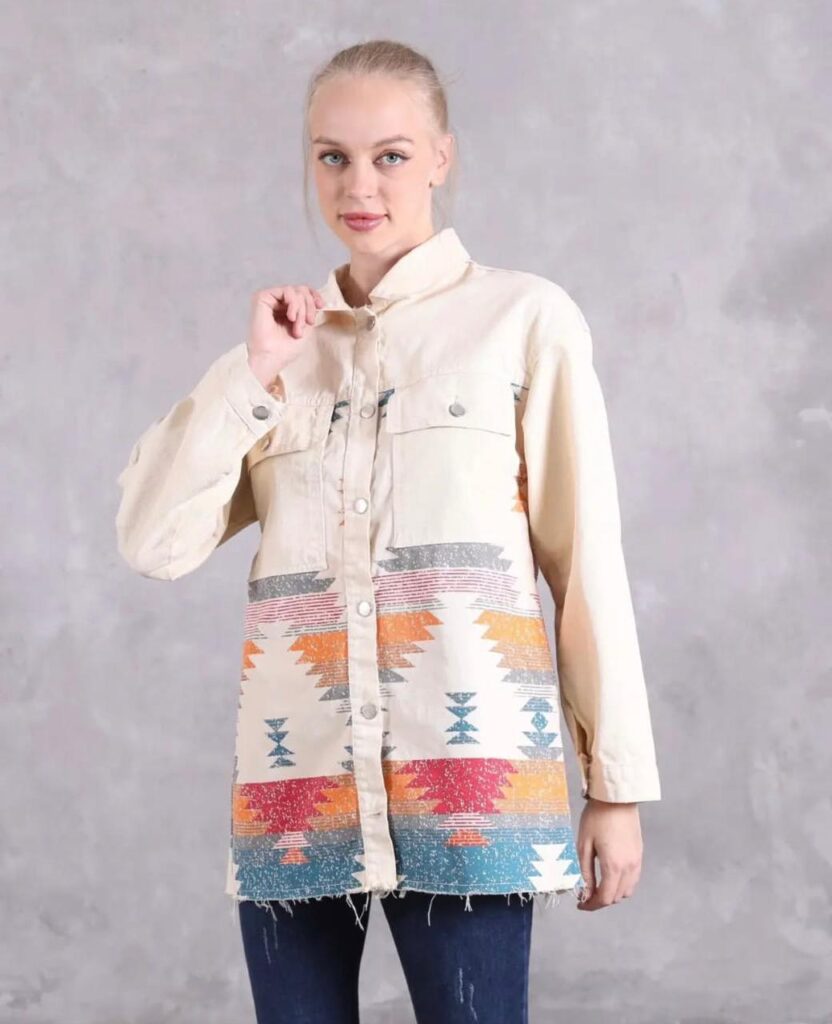 patterned oversized shacket
